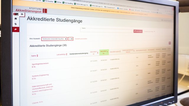 ELIAS-Datenbank der Stiftung Akkreditierungsrat: Akkreditierte Studiengänge an der TU Clausthal